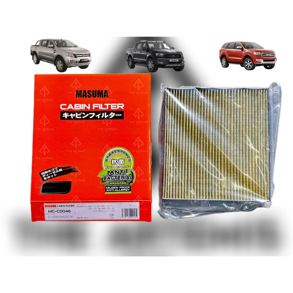 (MASUMA JAPAN)AIRCOND CABIN FILTER FORD RANGER T6/T7/T8, EVEREST 2.2 15 ...