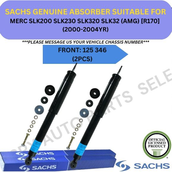 SACHS GENUINE ABSORBER (FRONT, REAR) FOR MERC SLK200 SLK230 SLK320 ...