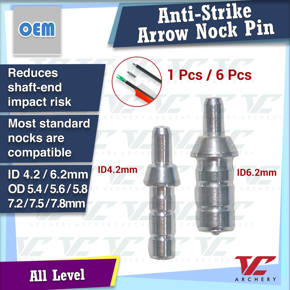 V Club Archery Aluminium Insert Anti-Strike Arrow Nock Pin - ID4.2 / 6 ...