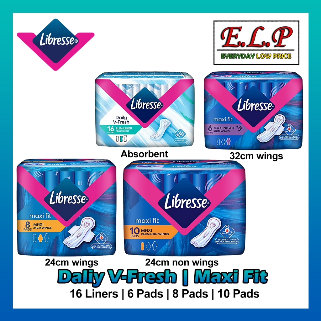LIBRESSE Daily VFresh 16 Liners Slim Liner Absorbent/ Maxi Fit 6 Pads