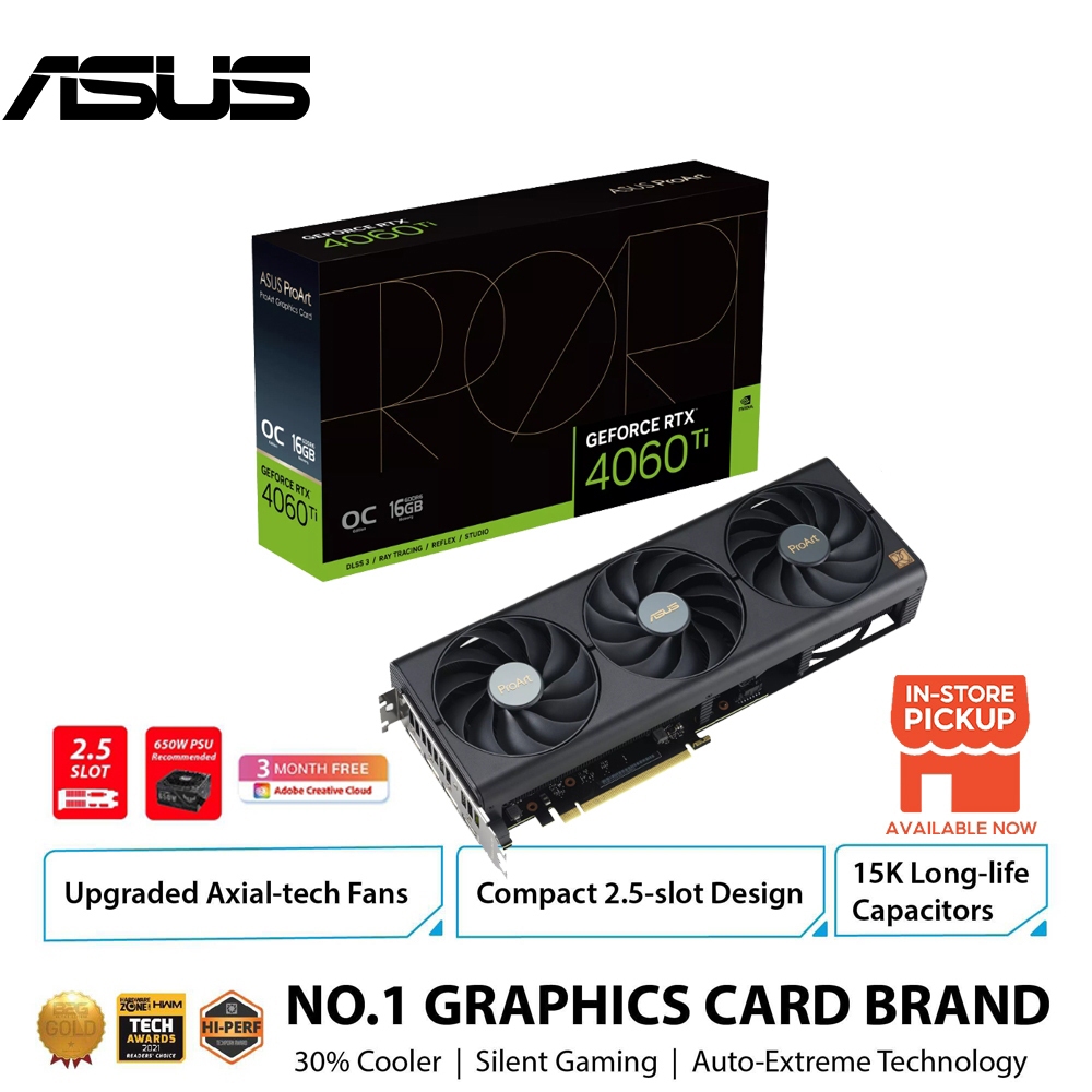 ASUS PROART GeForce RTX4060 TI OC EDITION 16GB DDR6 GRAPHICS CARD ...