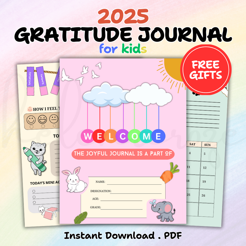 2025 Gratitude Journal for Kids, 2025 Planner, Printable Planner ...