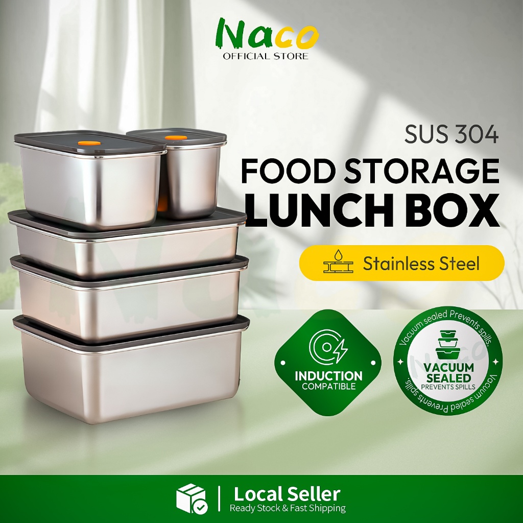 SUS304 Stainless steel Food Storage Lunch Box Food Container Airtight ...