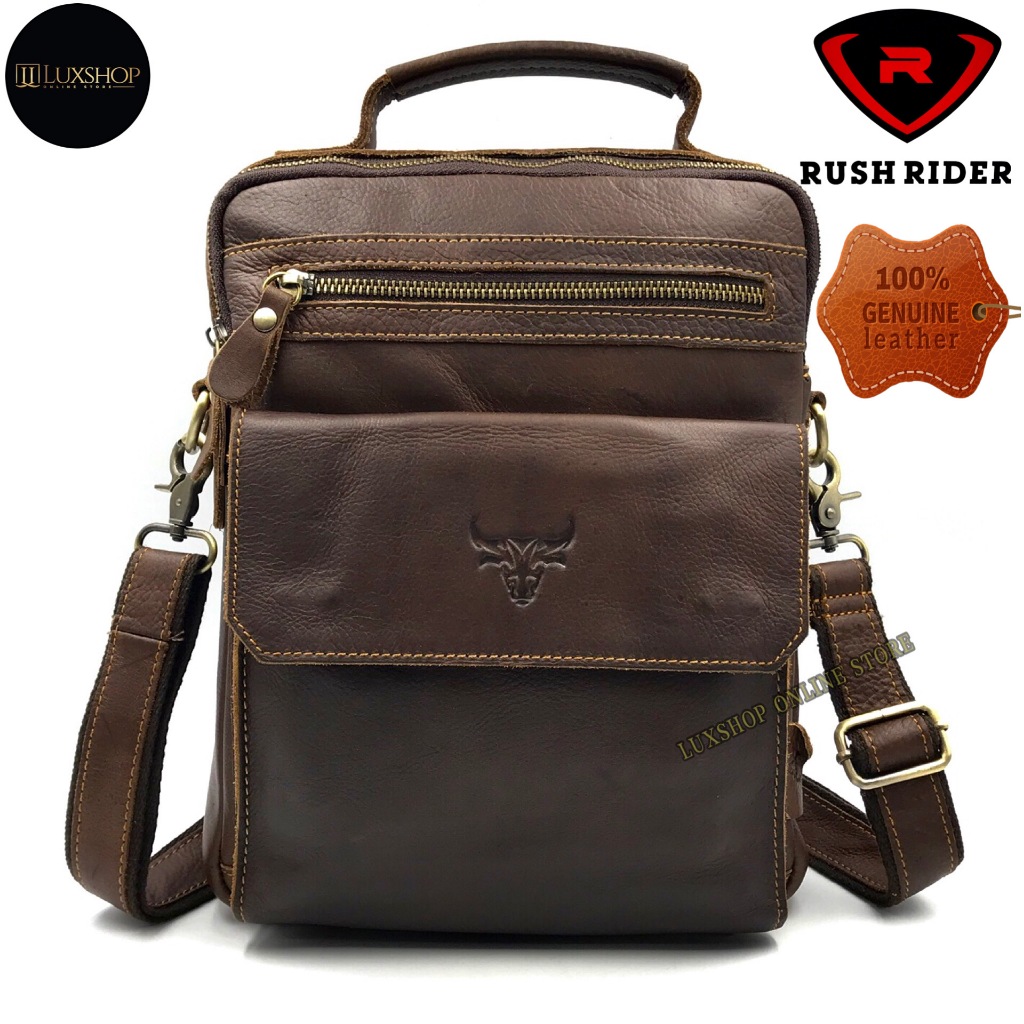 Rush Rider XL Size Leather Sling Bag Genuine Leather Shoulder Bag Cross ...