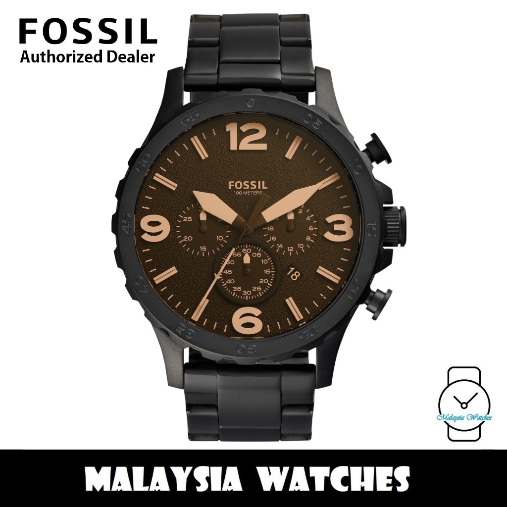 (OFFICIAL WARRANTY) Fossil JR1356 Nate Chronograph Black Stainless ...