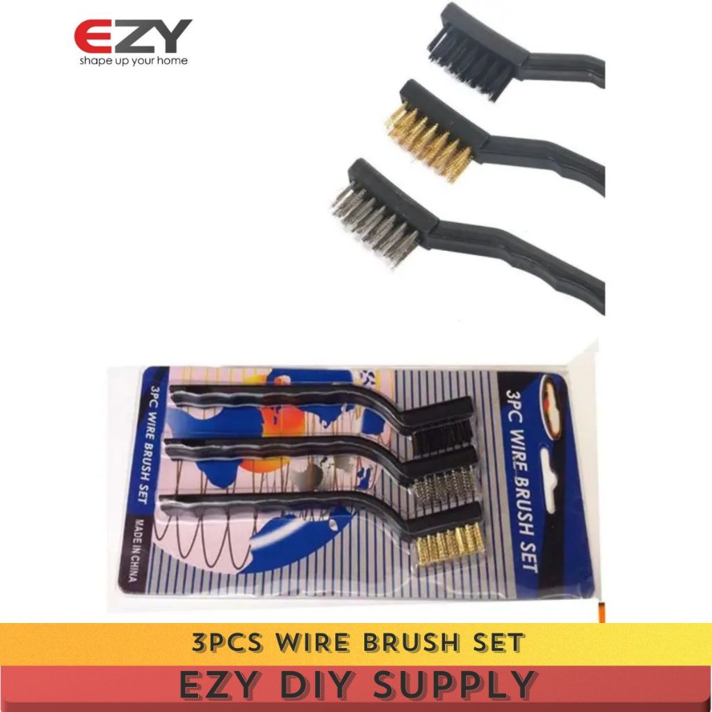 3 Pcs Mini Wire Brush Set Steel Brass Nylon Brush Cleaning Metal Rust ...