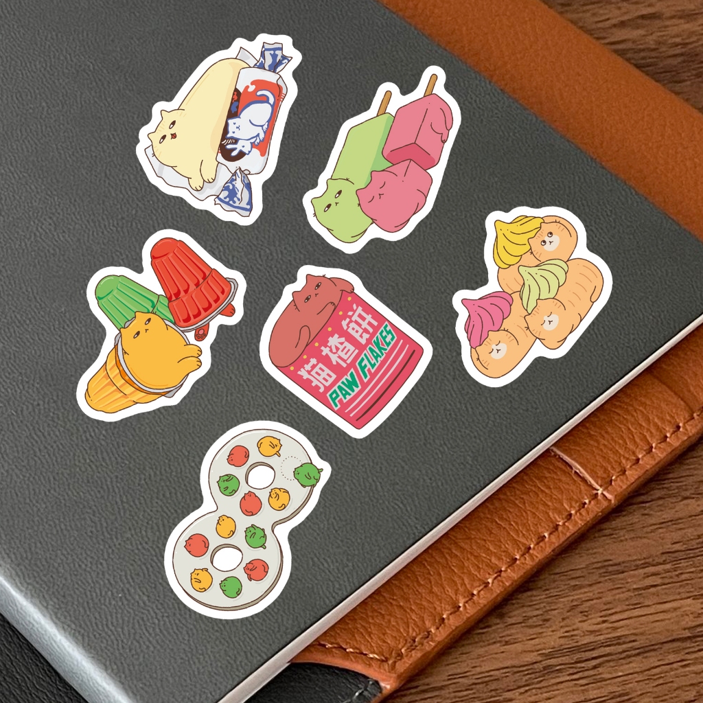 Sticker Pack(6 pcs) - Meowlaysian Childhood Snacks / Cat Stickers ...