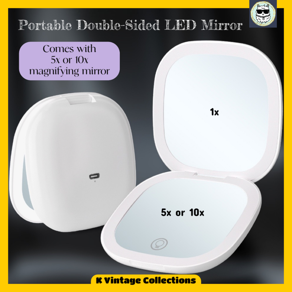 5x/10x Double-Sided Magnifying Mirror LED Mirror Portable Makeup Mirror ...