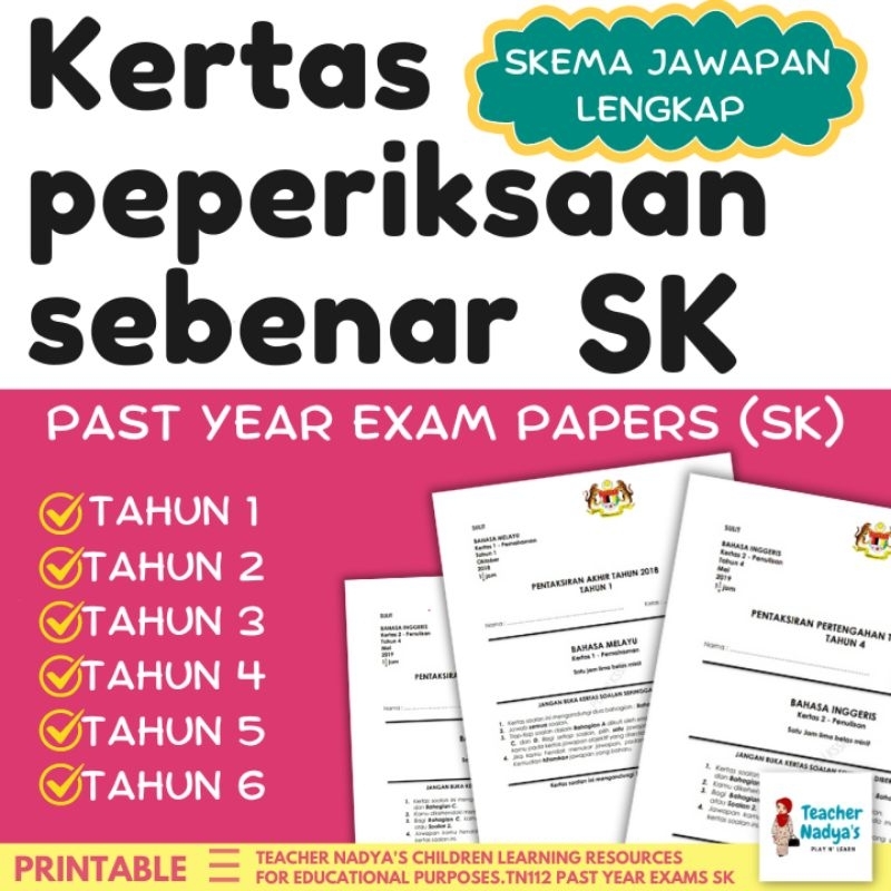 [ SOFTCOPY / PDF ] REAL & SEBENAR Past Year SK | Tahun 1-6 | Soalan ...