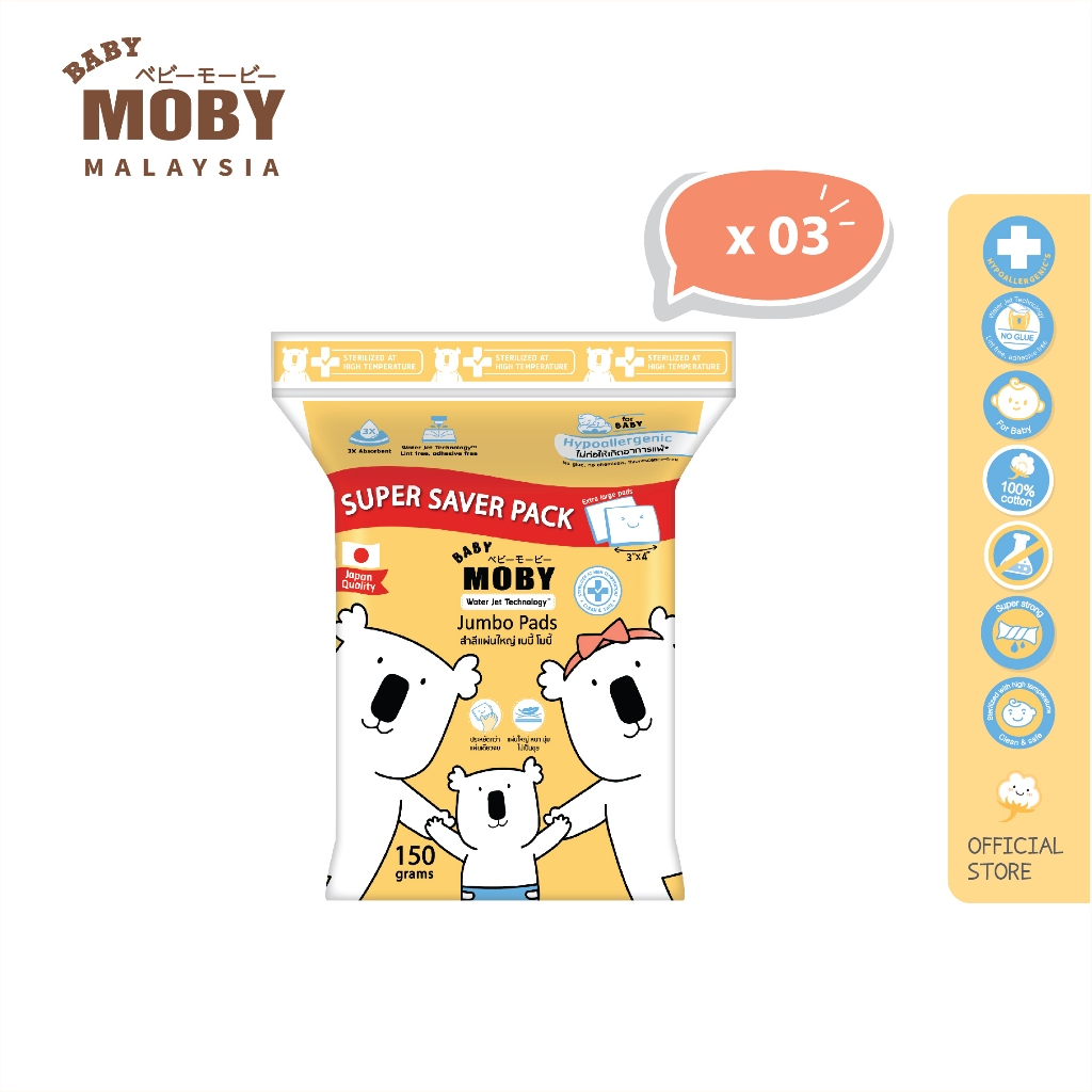 Baby Moby Jumbo Pads Value Size (350 Pcs)(3pack) | Shopee Malaysia