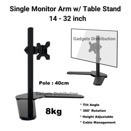 SM M071 40cm 14 - 32 inch 40cm Pole Single Short Monitor TV Arm Desk ...