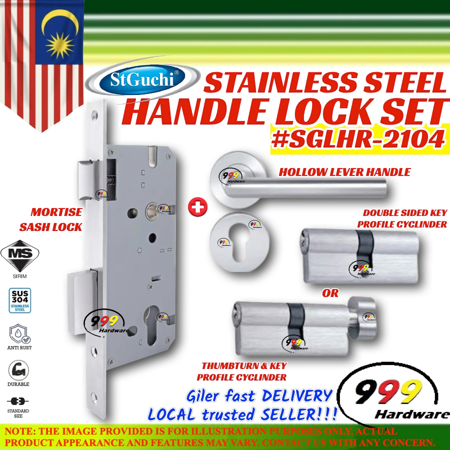 999 St Guchi SUS304 SGLHR-2104 Handle Lock Set / Wood Door Lock ...