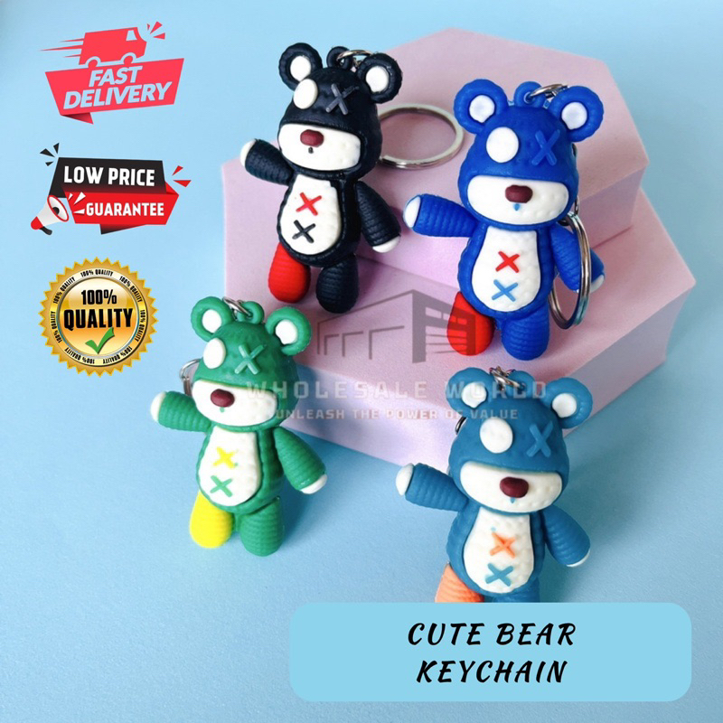 (Local Fast Shipping) Cute OX Bear KeyChain Cartoon Free Gift Soft ...