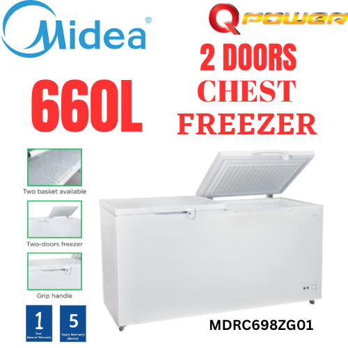 New Midea 670L 2 Doors Chest Freezer Gross 660L Net 508L MDRC698ZG01MY ...