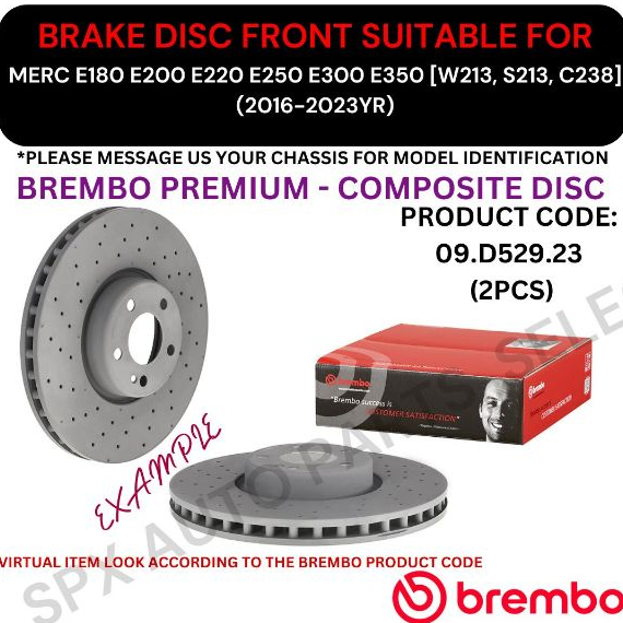 BREMBO GENUINE DISC BRAKE ROTOR (FRONT) FOR MERC E180 E200 E220 E250 ...