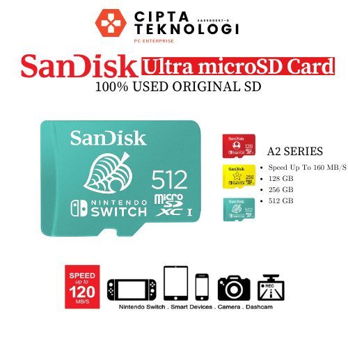 SanDisk Nintendo Switch Micro SD Class 10 U3 128GB/256GB/512GB Animal  Crossing/Mario/Fortnite