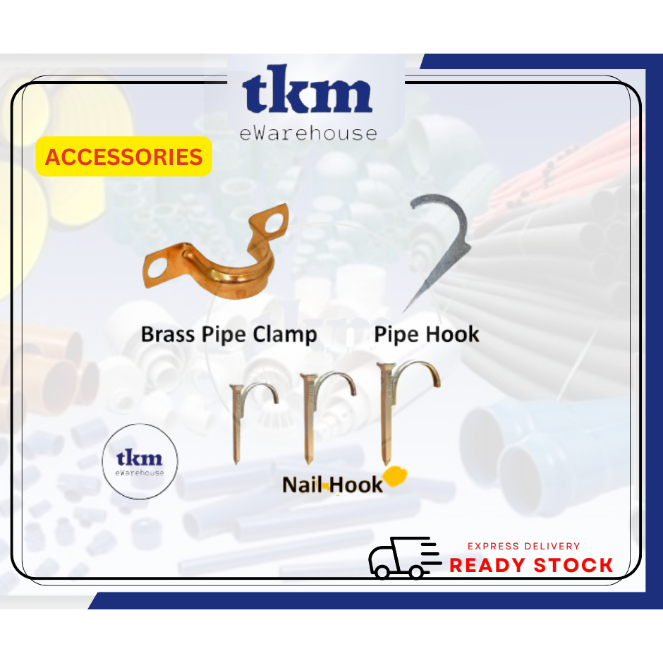 [TKM] BRASS GI GALVANIZED IRON PIPE CLIP PIPE HOOK NAIL HOOK METAL ...