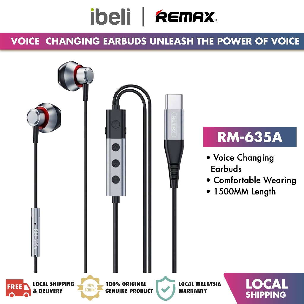 REMAX Type-C Wired Voice-Changer Earphones Voice Changing Earbubs ...
