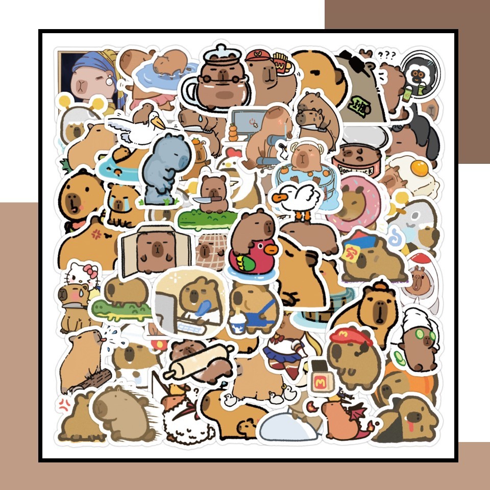100pcs Cute Capybaras Sticker | Shopee Malaysia