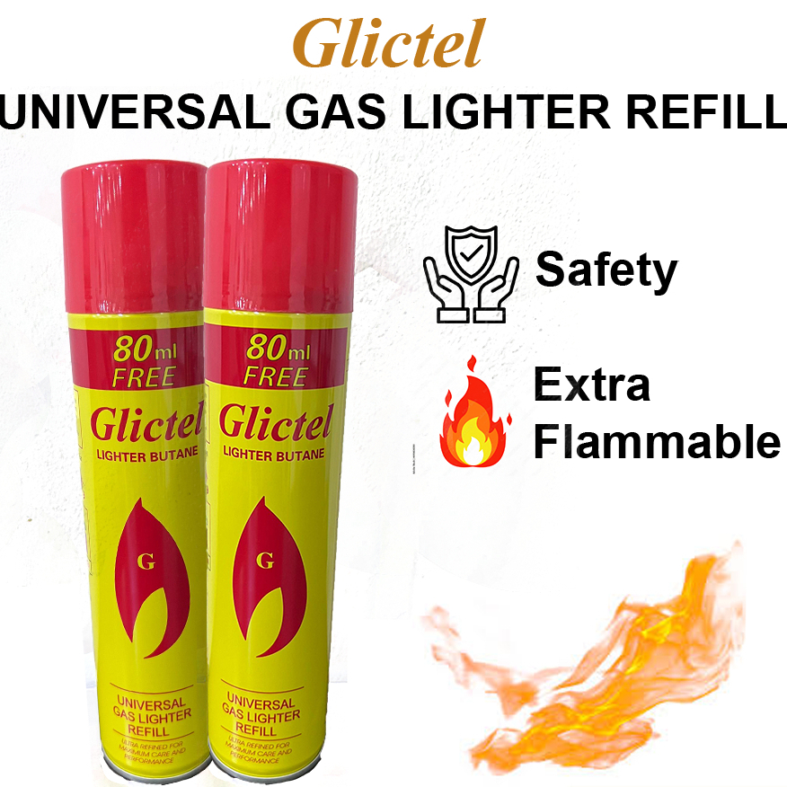 UNIVERSAL GAS LIGHTER REFILL FOR GLICTEL LIGHTER BUTANE 300ML+60ML ...
