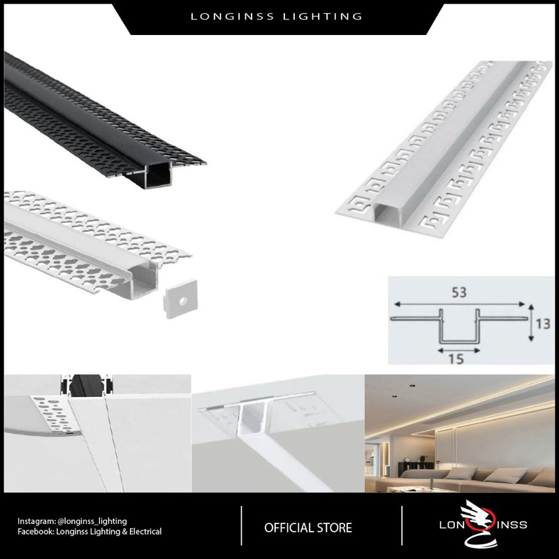 LED Aluminium Profile Recessed Ceiling Type 双花边款 | Shopee Malaysia