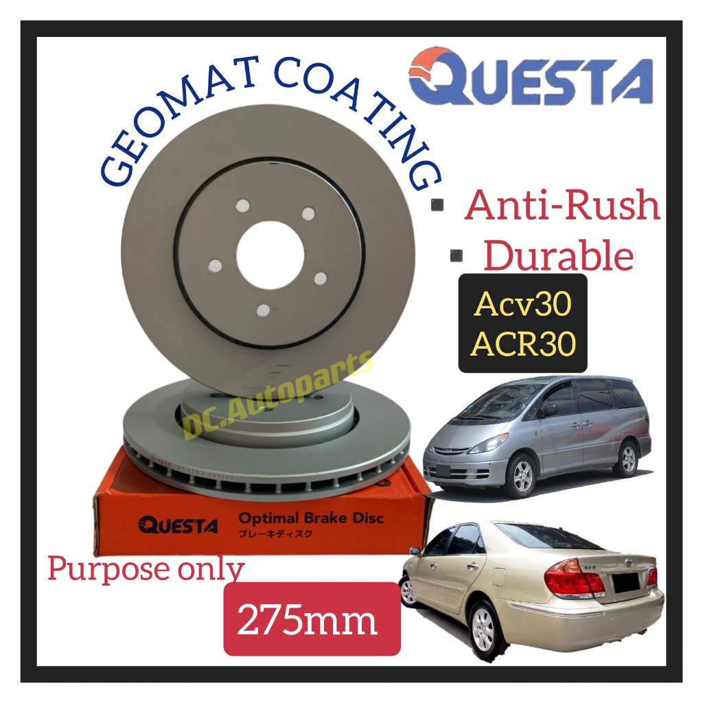 QUESTA FRONT BRAKE DISC ROTOR TOYOTA CAMRY ACV30 ACV31 ESTIMA ACR30 ...