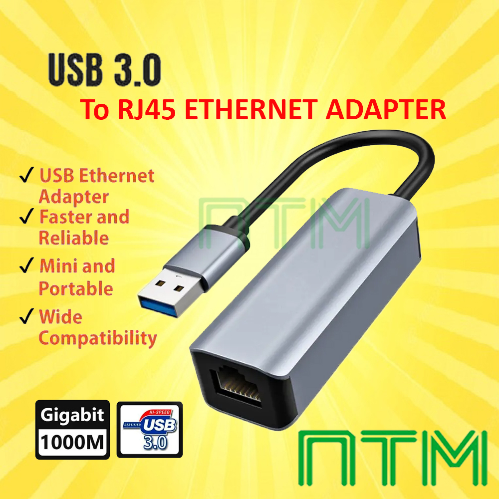 USB Ethernet Adapter, USB 3.0 To 1000Mbps Gigabit Ethernet LAN Network ...
