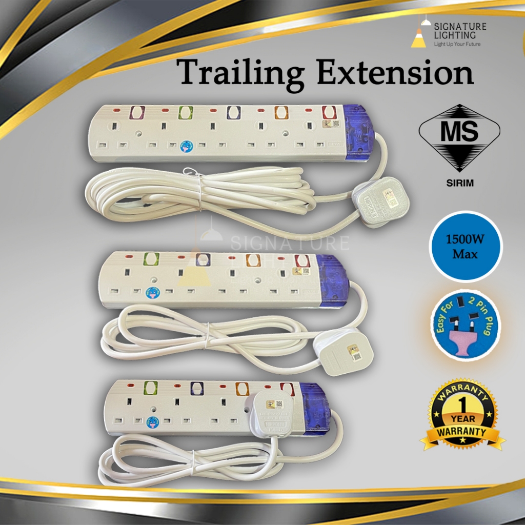 Trailing Socket Extension Plug socket 【SIRIM Approved】Quality Socket 3 ...
