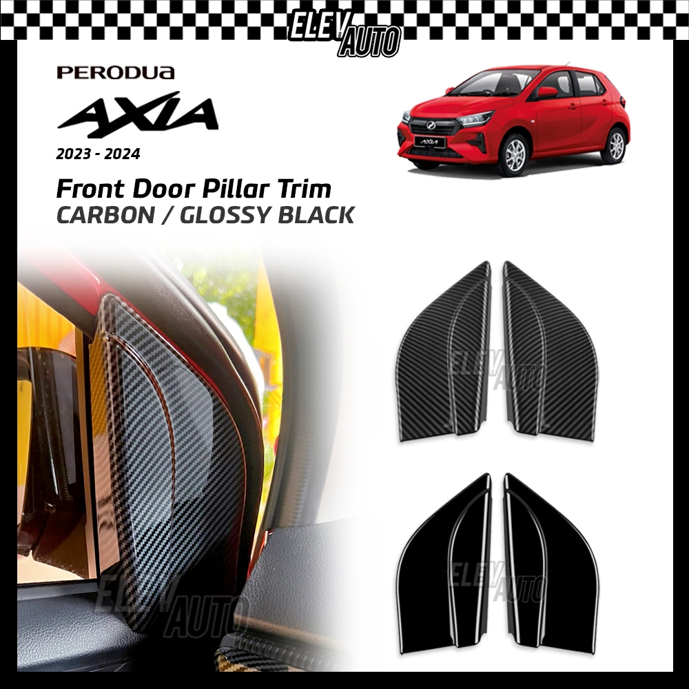 Perodua Axia 2023 2024 Front Door Pillar Trim Carbon Fiber Black