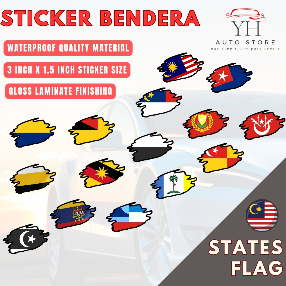 Stiker Motor Sticker Bendera Flag Malaysia State Sticker Kereta Car ...