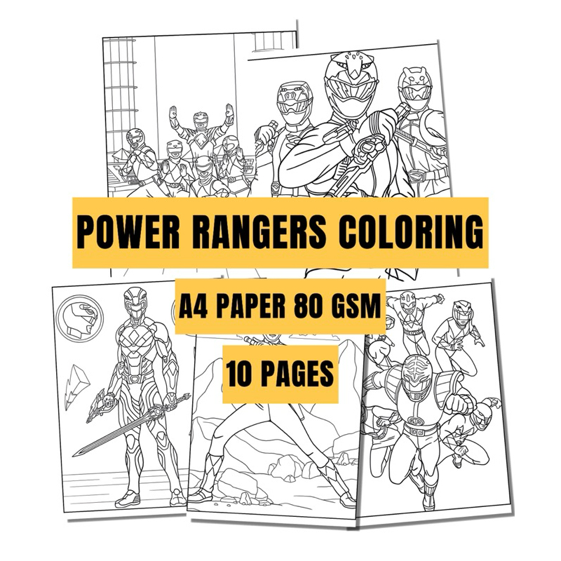POWER RANGERS COLORING FOR KIDS 10 PAGES RANDOM | KERTAS MELUKIS ...