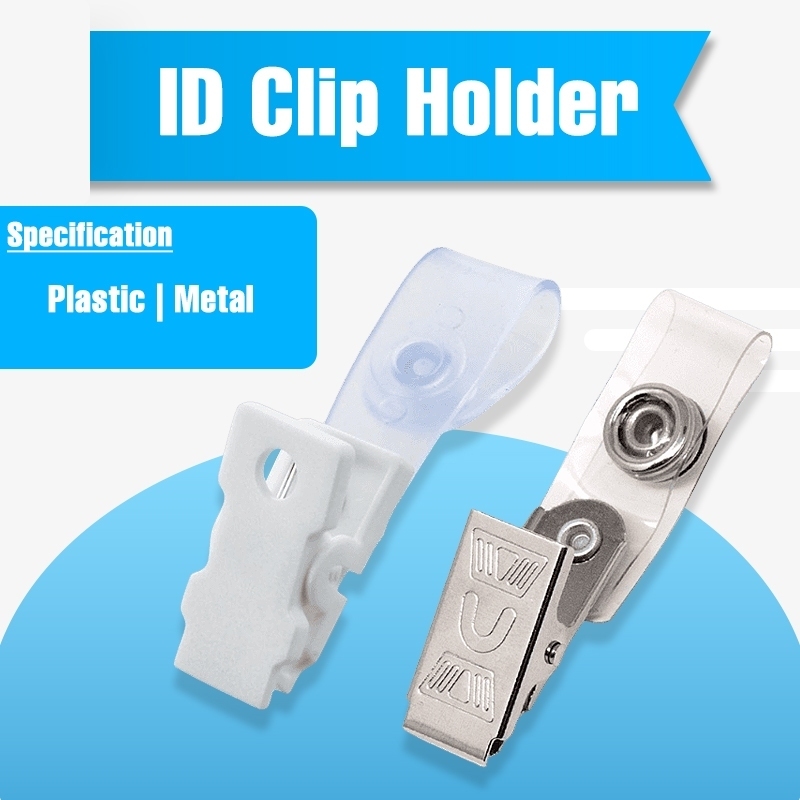 100Pcs ID Clip Holder for ID Cards | Plastic / Metal Card Accessories ...