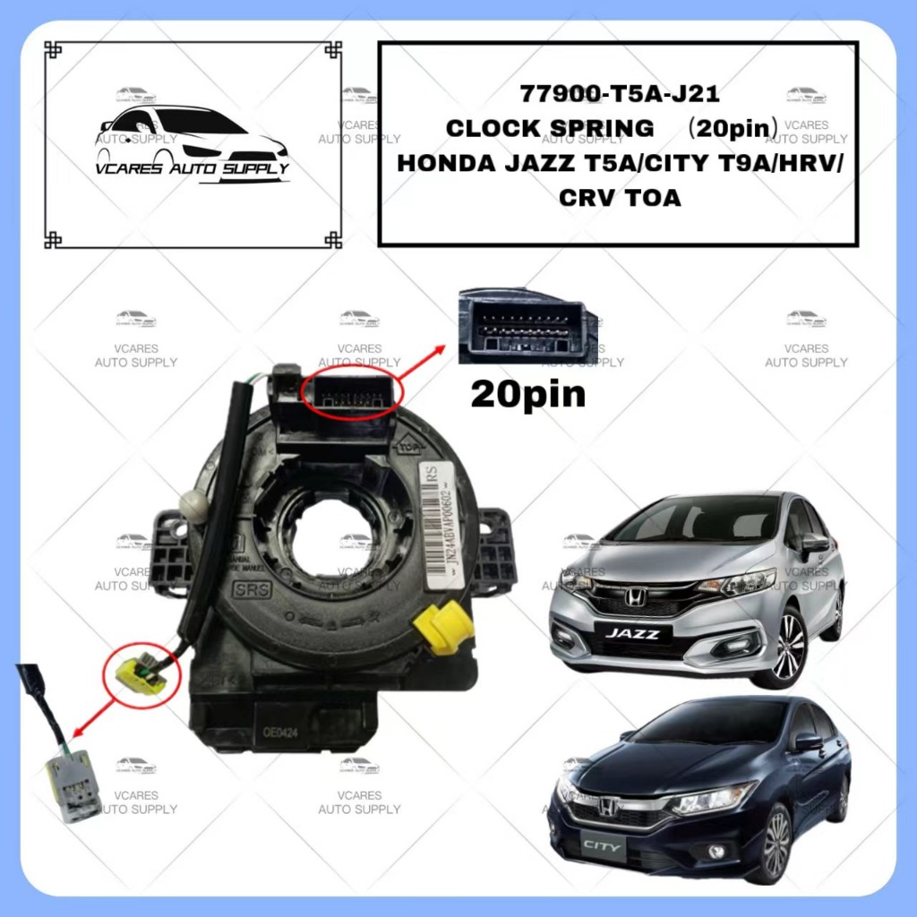 77900-T5A-J21 CLOCK SPRING 20 PIN HONDA JAZZ T5A CITY T9A HRV CRV TOA ...