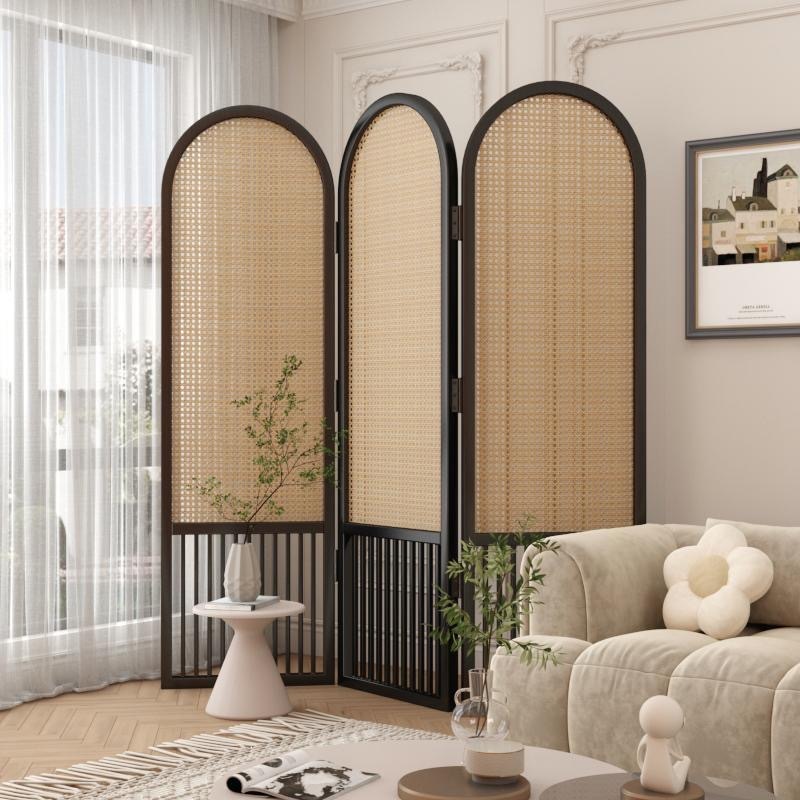 Rattan partition screen living room home decoration foldable partition ...