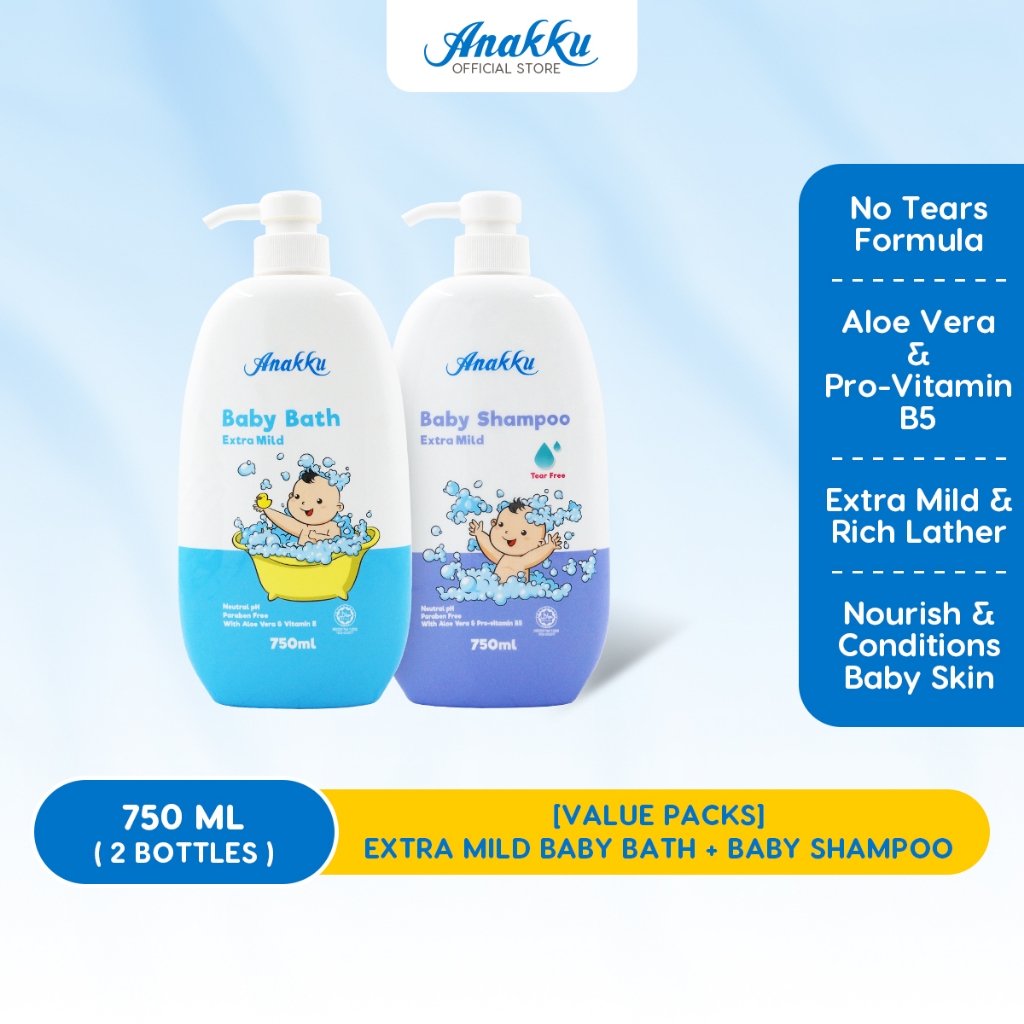 Anakku Baby Bath (750ml) + Baby Shampoo (750ml) | Sabun Mandian Bayi ...