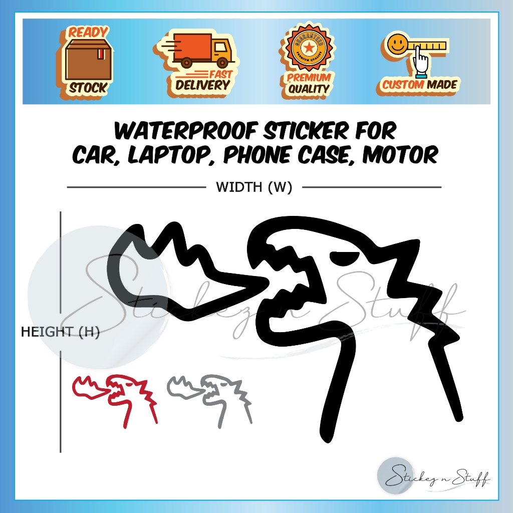 Charizard Dinosaur Cute Sticker Reflective Stiker Kereta Superbike ...