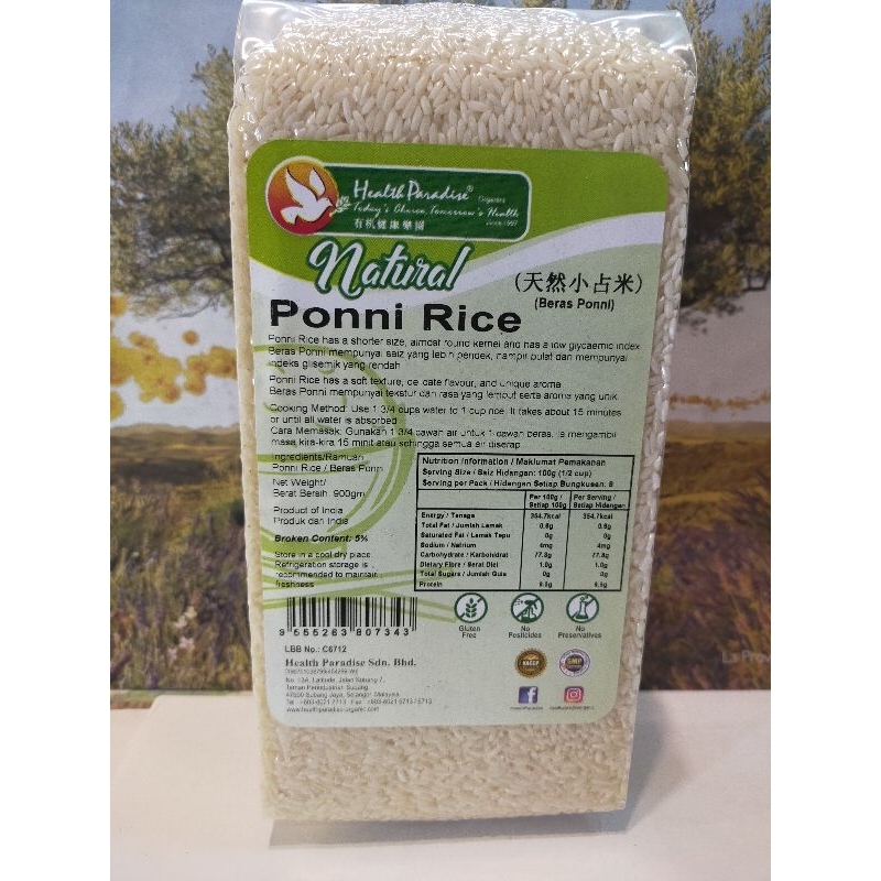 Health Paradise Natural Ponni Rice 900g | Shopee Malaysia