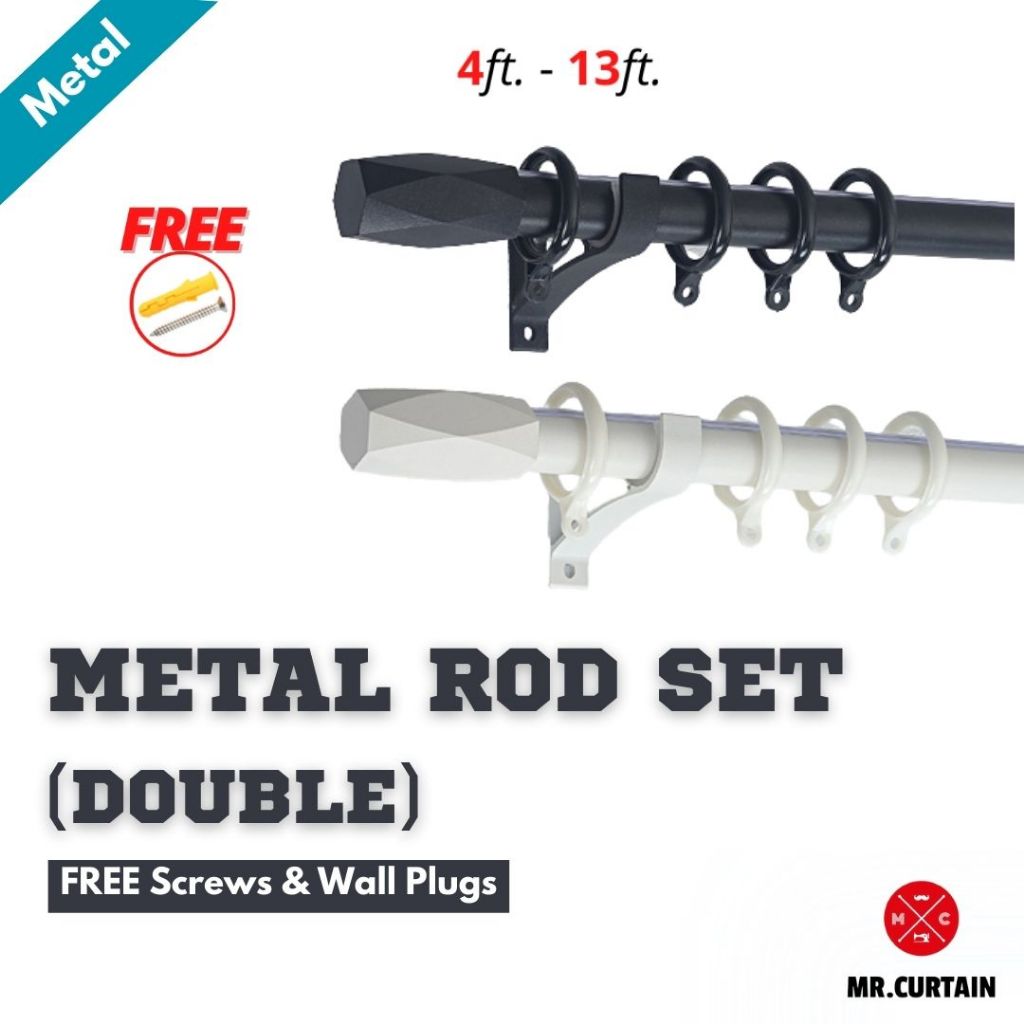 MR.CURTAIN Metal Double Rod Set / Rod Langsir Besi / Set Lengkap Batang