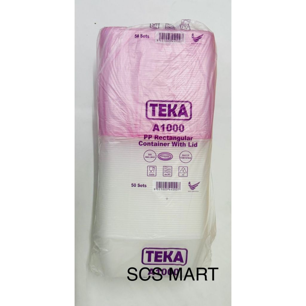 TEKA A1000 (1000ml) PP Rectangular Container With Lid 50 sets | Shopee ...