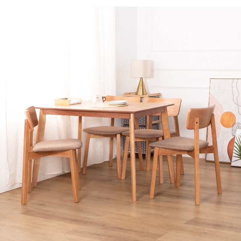 MODA Yumiko Dining Table and Lily Chairs (5 pcs/box), Solid Wood Table ...