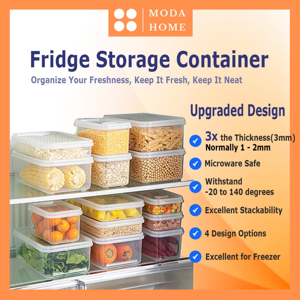 Moda Home Food Container Storage Fridge Organizer 冰箱收纳盒 - Transparent ...