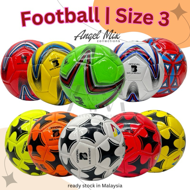 Ready Stock !!! Size 3 Kids Football PU Leather Kids Soccer Ball 18cm ...
