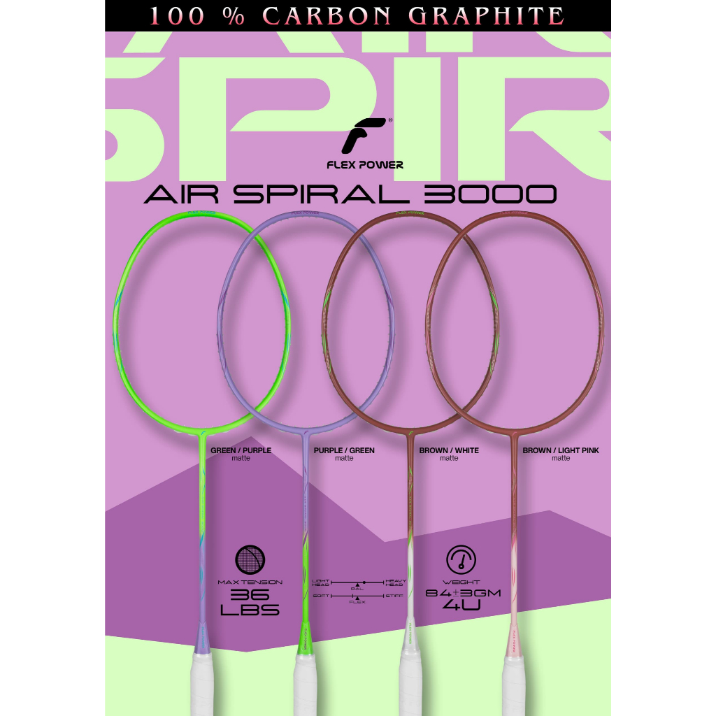 FLEX POWER AIR SPIRAL 3000 BADMINTON RACKET | Shopee Malaysia