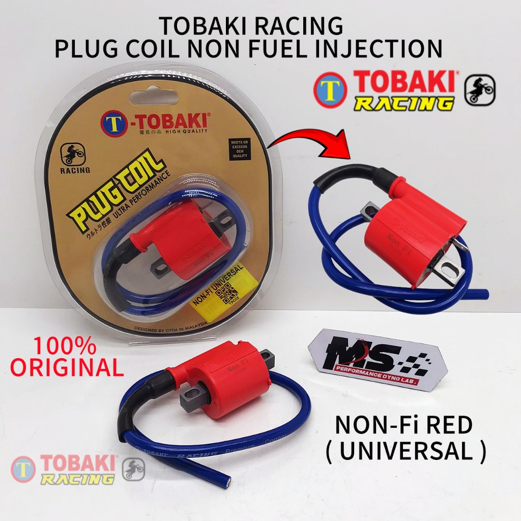 Tobaki Racing Plug Coil Non Fuel Injection (Non-Fi) Universal (Red ...