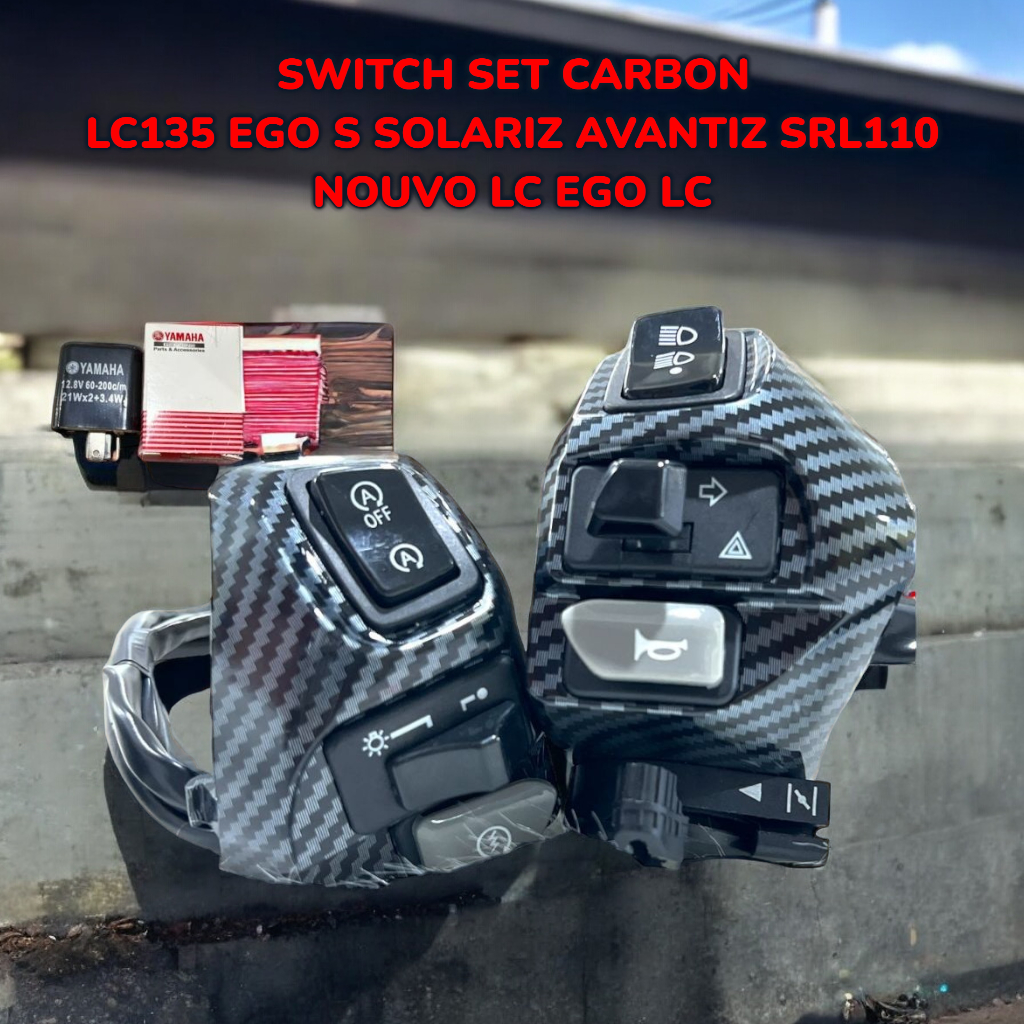 CARBON HANDLE SWITCH LH RH DOUBLE SIGNAL ON/OFF HI LOW SUIS+RELAY LC135 ...