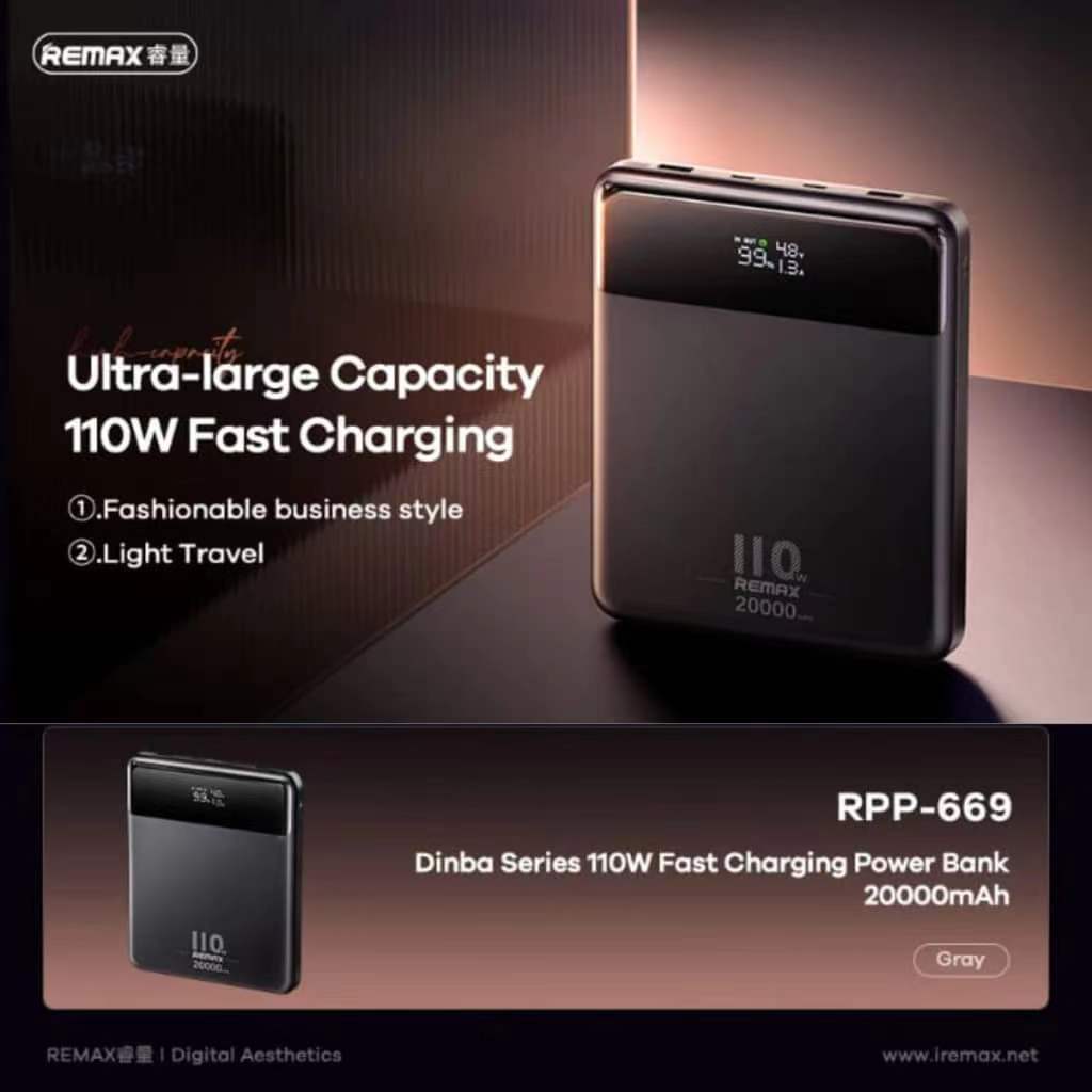 REMAX RPP-669 110W 20000mAh Powerbank / PD110W + QC22.5W / Super Fast ...
