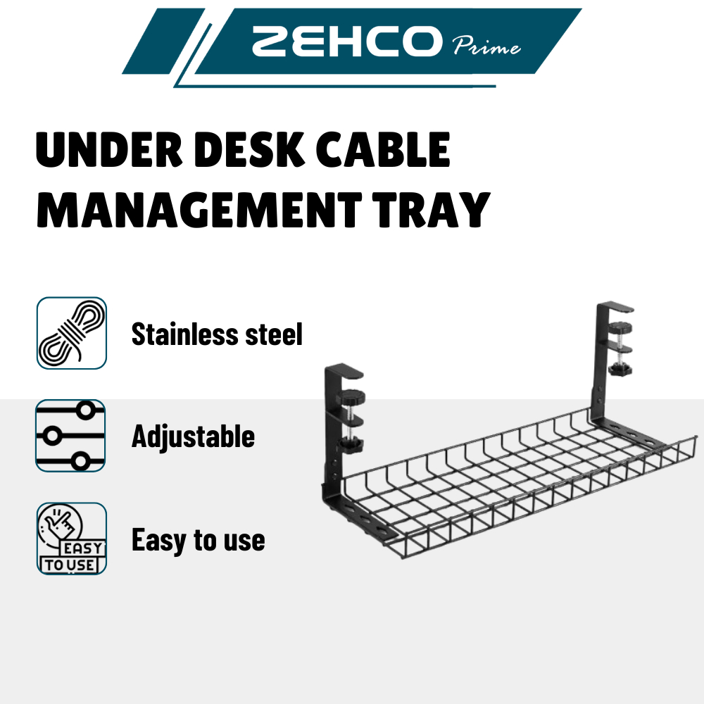 No Need Drill Under Desk Cable Management Tray Cable Organizer ...