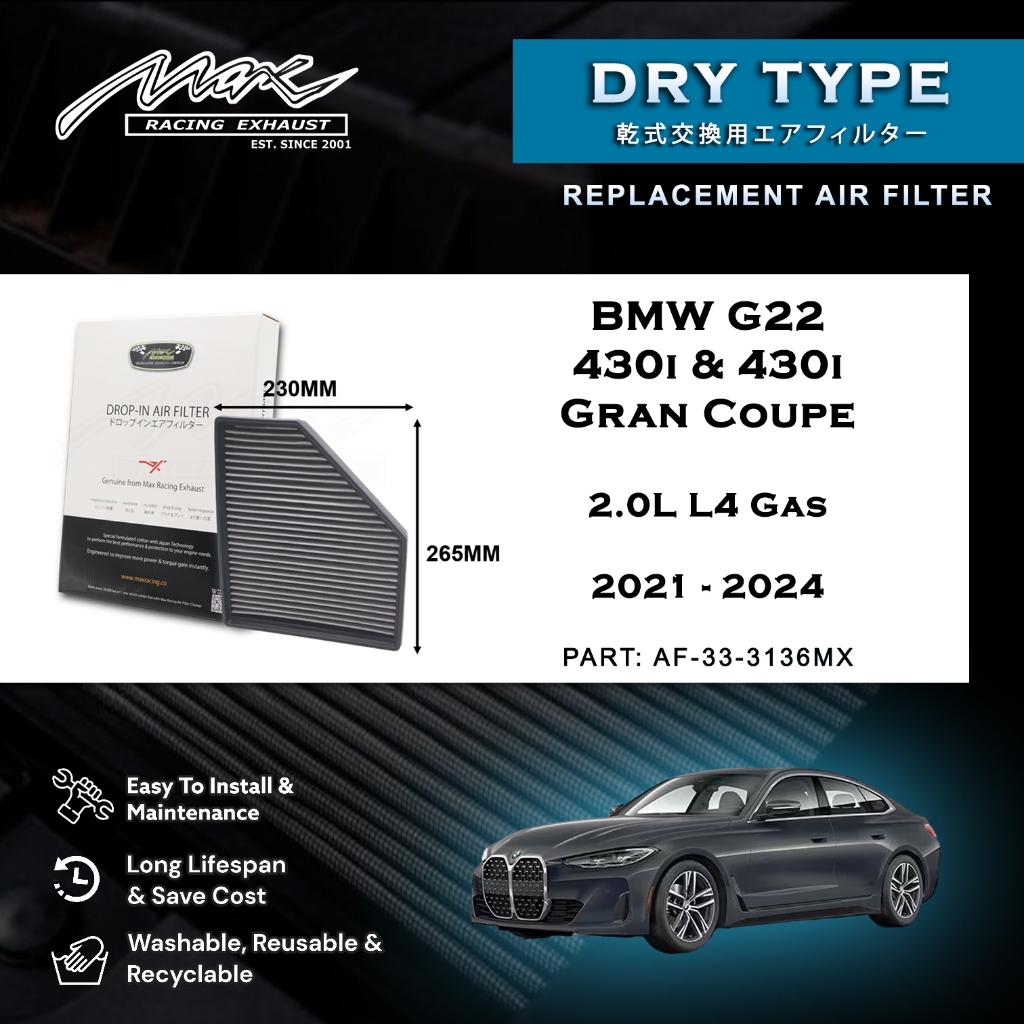 BMW G22 430i & 430i Gran Coupe 2.0L L4 Gas 2021 to 2024 33-3136MX Max ...