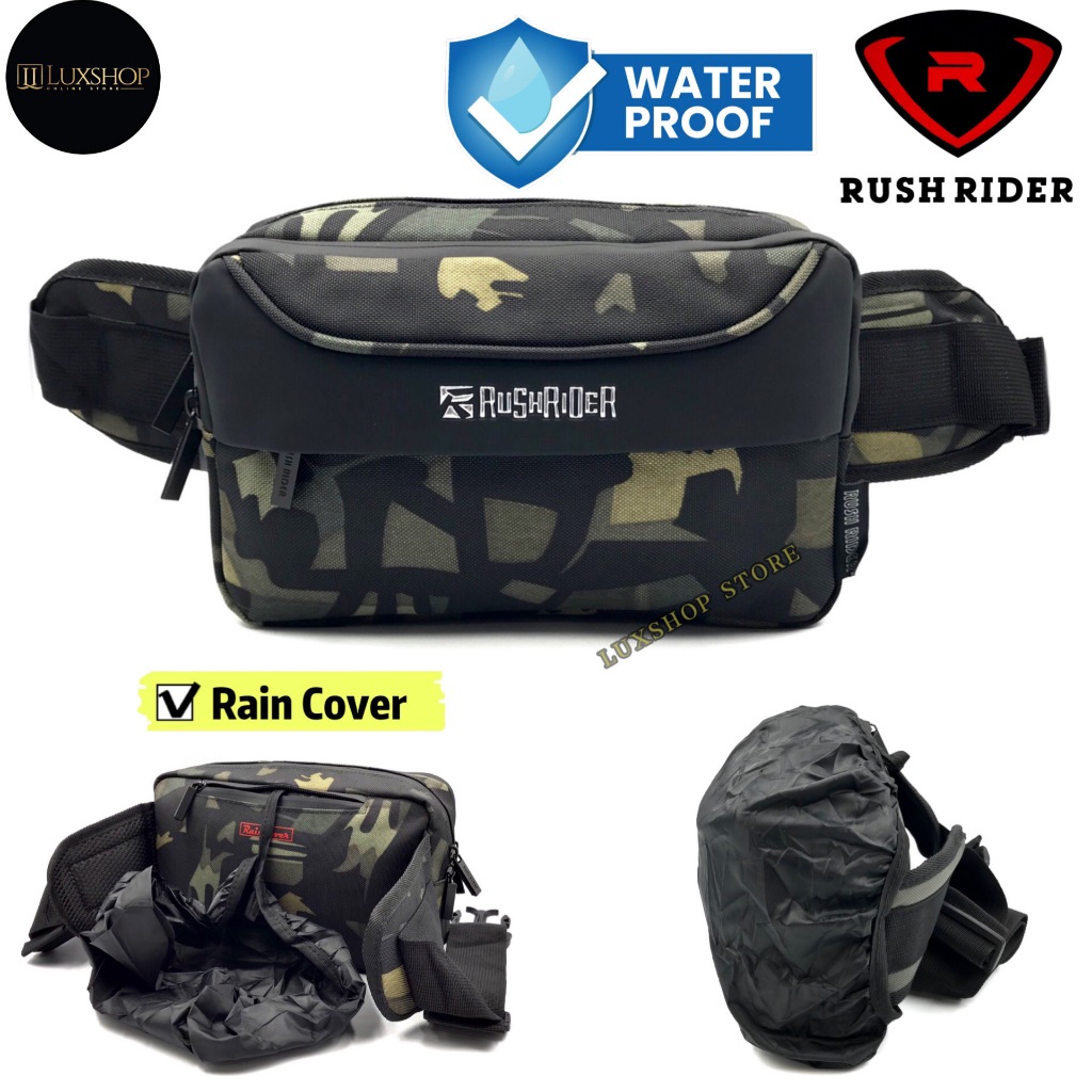 Rush Rider L Size Waterproof Pouch Bag With Rain Cover Motorcycle ...