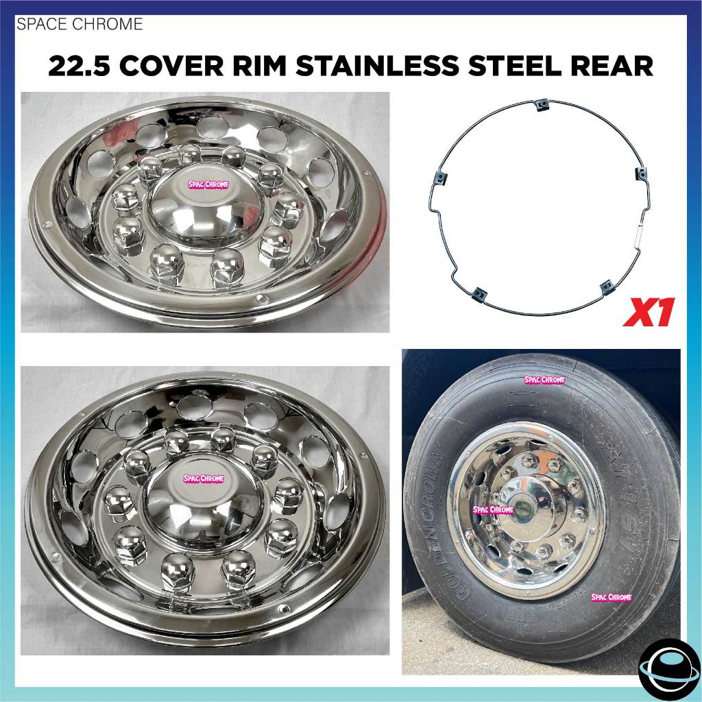 22.5 UNIVERSAL TUBELESS COVER RIM FRONT TIUBLESS COVER RIM CHROME ...